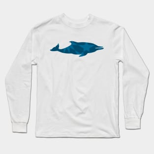 Dolphin Silhouette with Pattern Long Sleeve T-Shirt